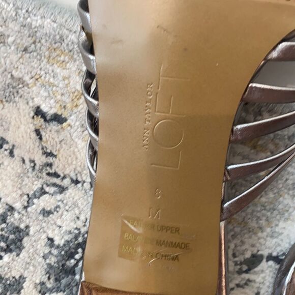 Leather heel sandals grey metallic size 8 - Picture 5 of 5